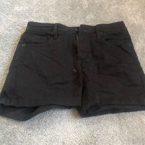 Black denim high rise short